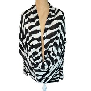 Alice + Olivia Zebra Stripe Draped Cowl Neck Linen‎ Blend Top C311035550 Small